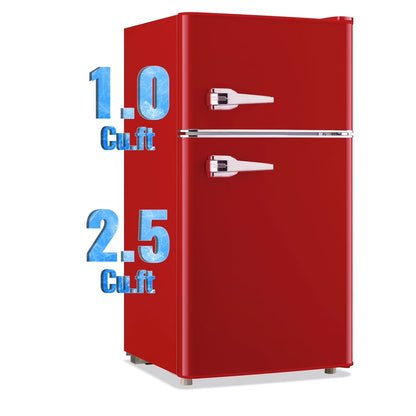 TACOOL Refrigerator with Top Freezer 3.5Cu.ft Two Door Small Mini Fridge with Extra Drink Space for Home Office Dorm Red