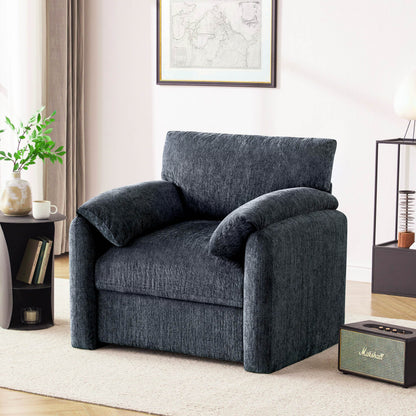 Chenille Oversized Armchair, 38.6" Wide Accent Chairs for Living Room & Bedroom Modern Lounge Chair, Upholstered Mid-Century Reading Chair, Comfy Living Room Chair, Single Sofa Chair, Beige
