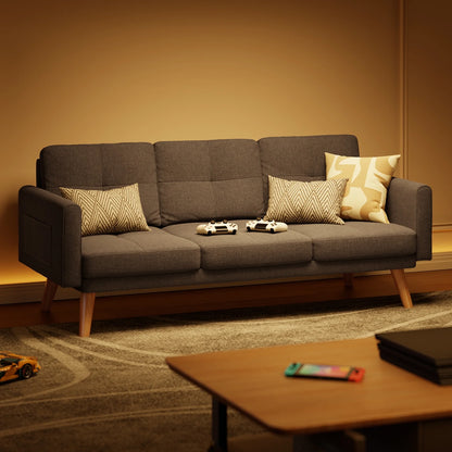Lofka Sofa Couch with Large Storage Pockets and Soft Seats,Modern Loveseat Sofa for Apartment, Office, Bedroom,Deep Gray