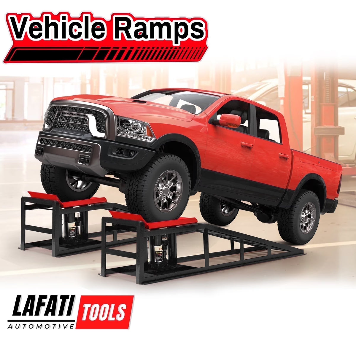 Lafati 2-Pack Hydraulic Car Ramps: Heavy-Duty Vehicle Ramps with 5T / 10000lbs Jack Load Capacity, Portable Design for Effortless Oil Changes and Car Lifts
