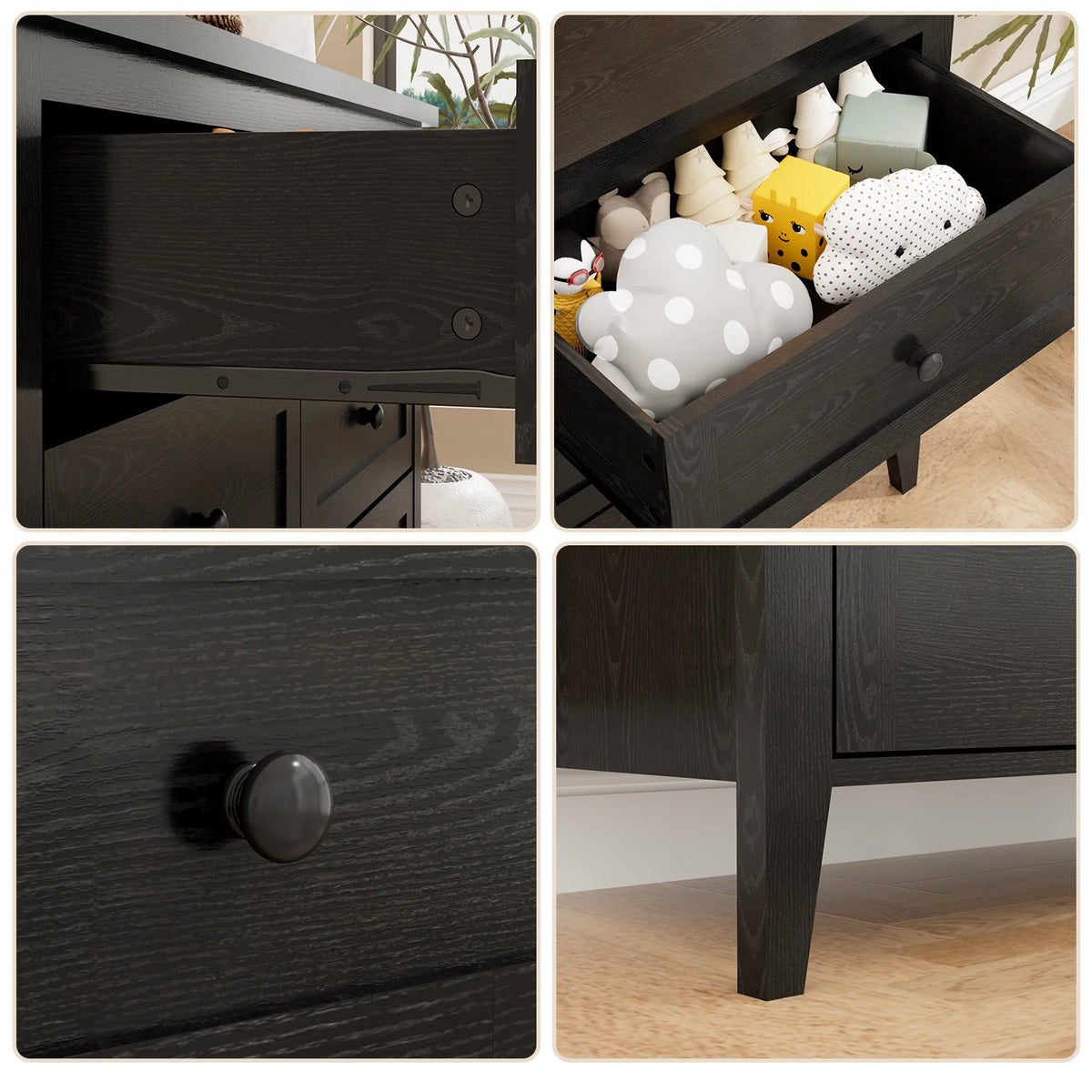 RichYa 6 Drawer Dresser for Bedroom,Chest of Drawers with Metal Knobs,Dresser for Closet,White