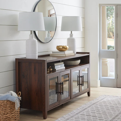 Better Homes & Gardens Reading Refined Farmhouse TV Stand for TVs up to 65", Walnut Finish
