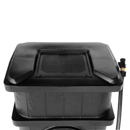 FCMP Outdoor WG4000-GRY Home Outdoor Wood Grain Rain Water Catcher Barrel
