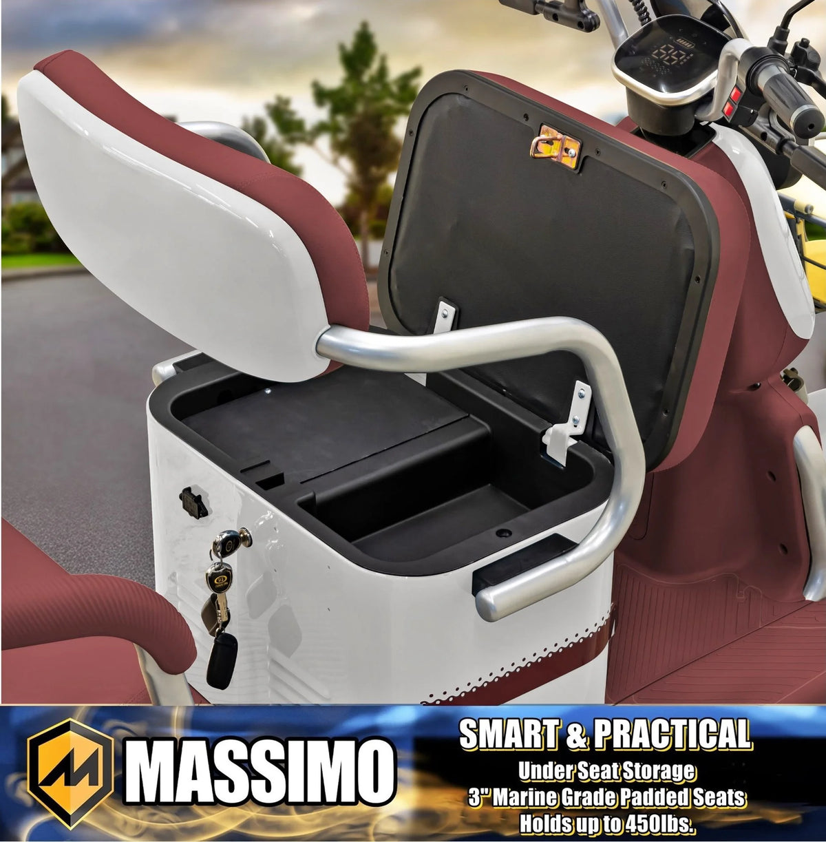 Massimo MGC E-Trike 3-Wheel Electric Cart – 17 MPH, 2-Seater Adult Scooter – Blue