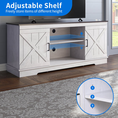 Dextrus Farmhouse TV Stand for 65 inch TV, Entertainment Center for Living Room, TV Media Console Cabinet, Grey Wash