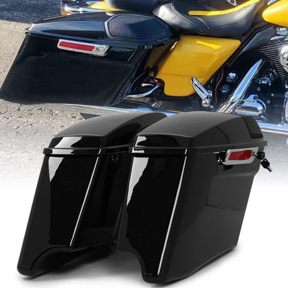 Kojem Hard Saddle Bags for 1993 - 2013 Harley Road King Glide Vivid Black Lockable Saddlebags