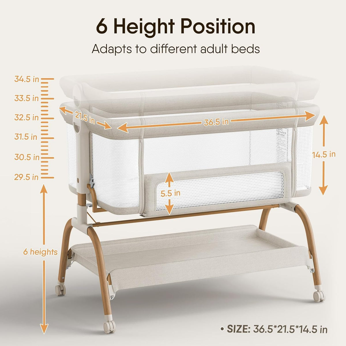 BabyBond Baby Bassinet Bedside Crib with Mattress and Soft Breathable Sheet