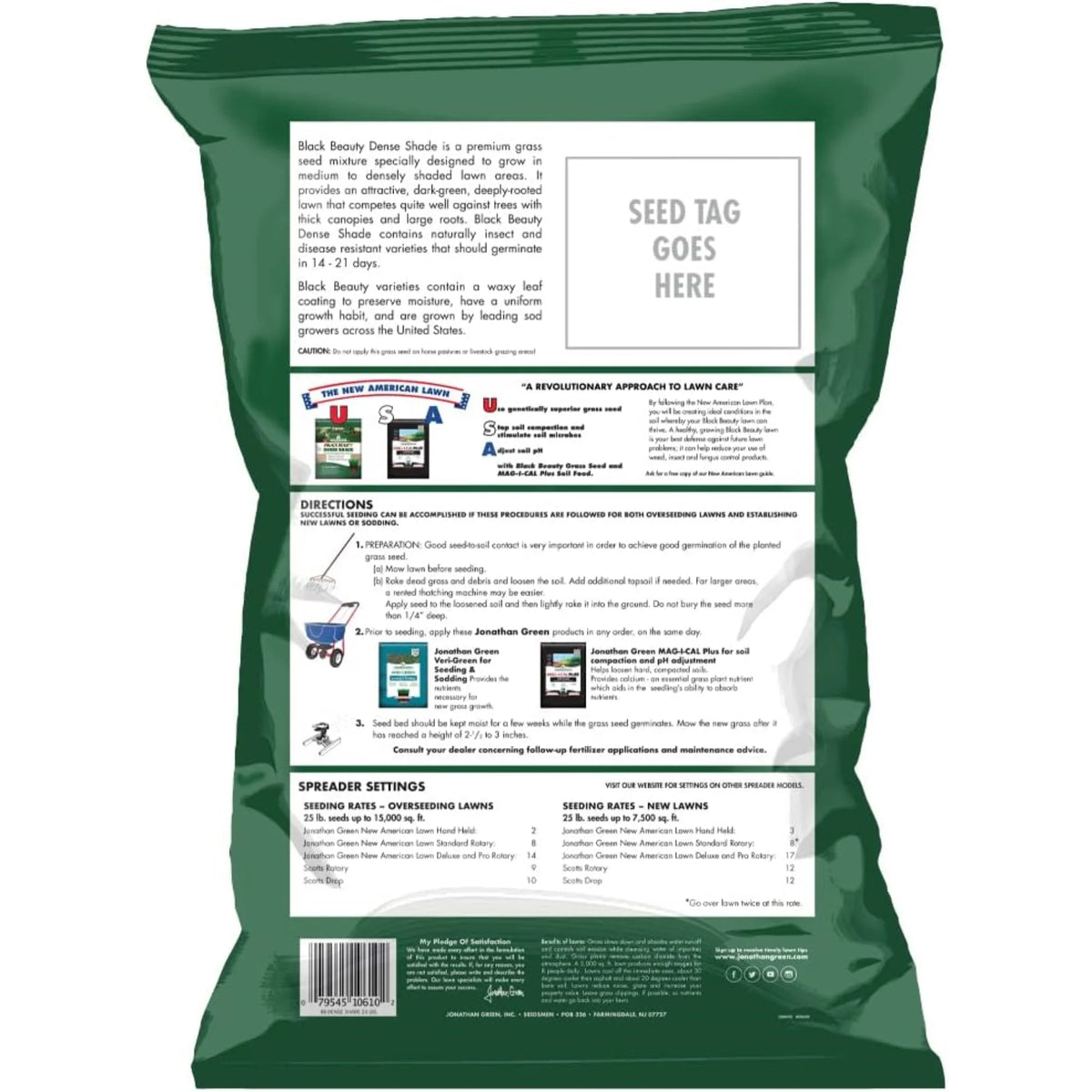 Jonathan Green 10610 Dense Shade Grass Seed Mixture, 25 lbs