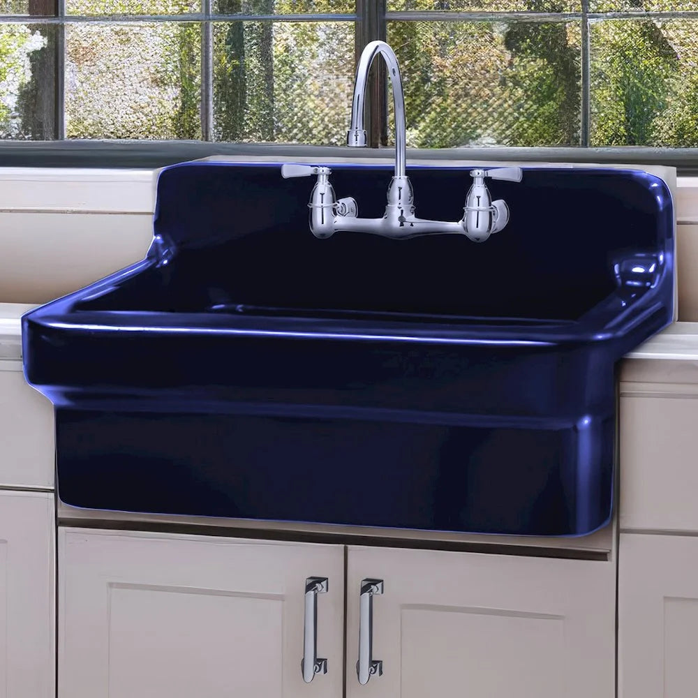 Whitehaus Old Fashioned Country Fireclay Utility Sink with High Backsplash