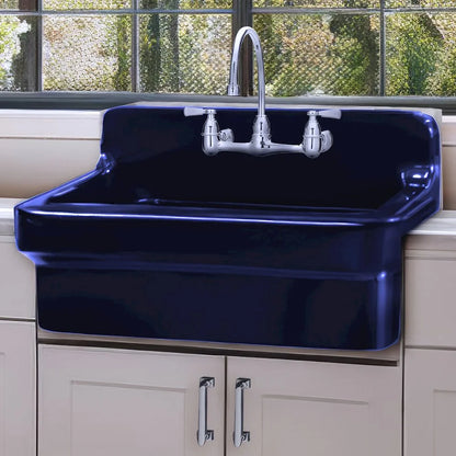 Whitehaus Old Fashioned Country Fireclay Utility Sink with High Backsplash