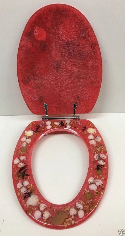 Daniel's Blue Elongated Chrome and Resin 14.25" x 17", Toilet Seat