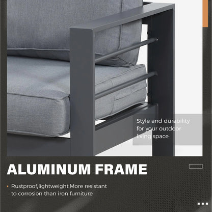 CozyHom 5 Pcs Outdoor Patio Aluminum Furniture Sofa Sets, Outside Patio Conversation Couch Sets With Table&Cushions for Garden Porch, Gray