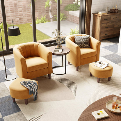 LINSY HOME Chenille Accent Chair with Ottoman for Living Room, Dark Gray