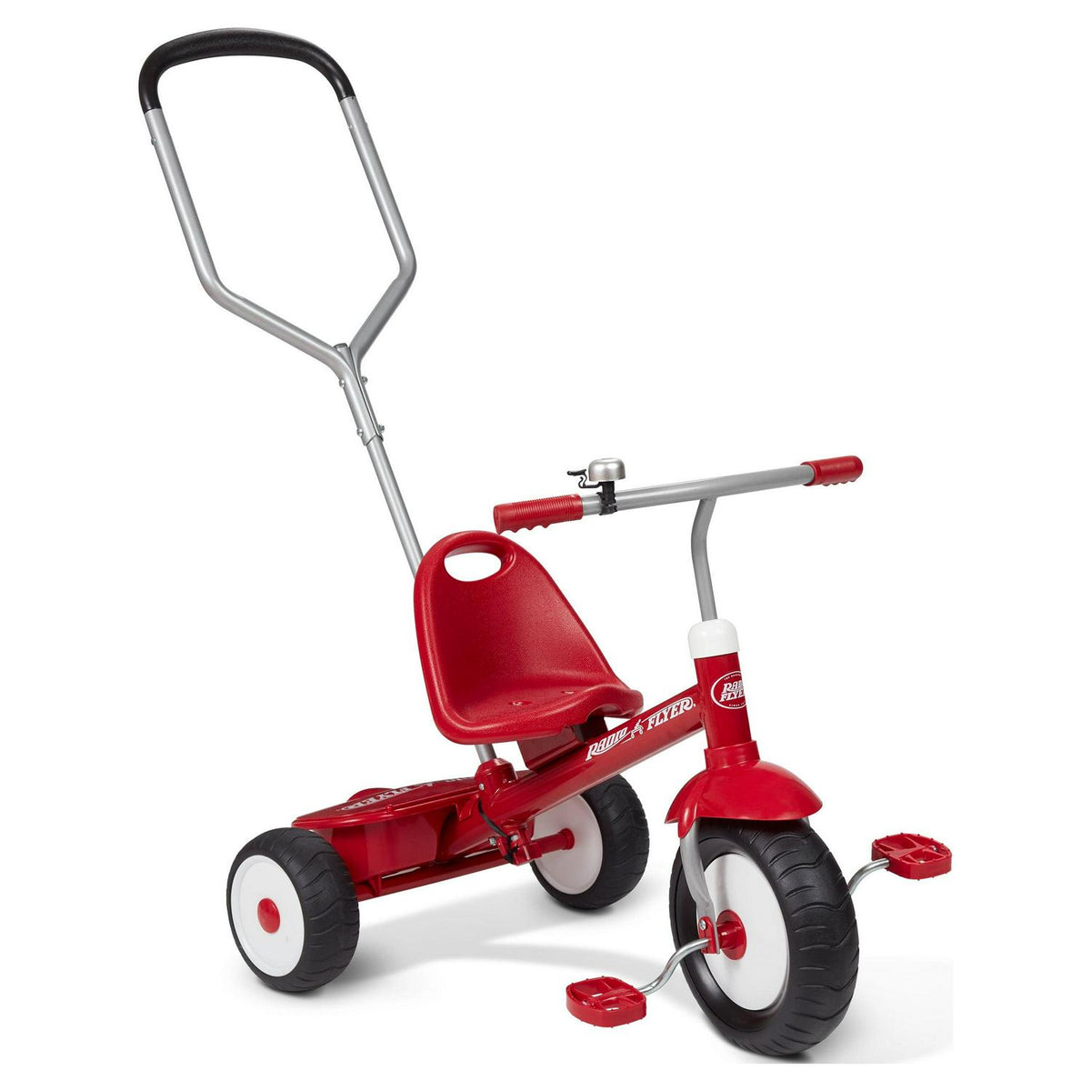 Radio Flyer Deluxe Steer &amp; Stroll Tricycle with Parent Push Handle and Adjustable Seat for Ages 2 to 5 Years