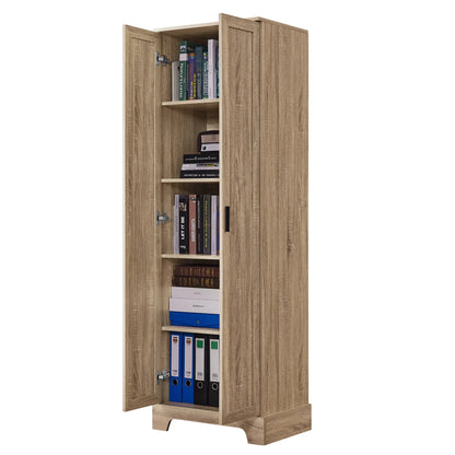 22'' Double Door Storage Cabinet with Adjustable Shelves, High Quality Bathroom Cabinet with  MDF Material, for Living room, Bathroom, Black