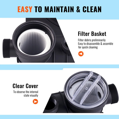 VEVOR Sand Filter Pump for Above Ground Pools, 16-inch, 3500 GPH,1 HP Swimming Pool Pumps System & Filters Combo Set with 6-Way Multi-Port Valve and Strainer Basket,for Domestic and Commercial Pools