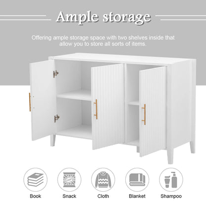 Black Accent Cabinet, Atumon Storage Cabinet Furniture, Modern Buffet Sideboard, Wooden Accent Cabinet with 3 Doors, Accent Storage Cabinet for Entryway Hallway Living Room, 48"L x 17.7"W x 31.9"H