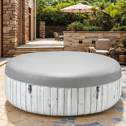 Portable Inflatable Hot Tub with Built-in Heating System - 264 Gallon Capacity, Massage Jet Home Hot Tub with Dust Cover for Teens and Adults, Wood Grain