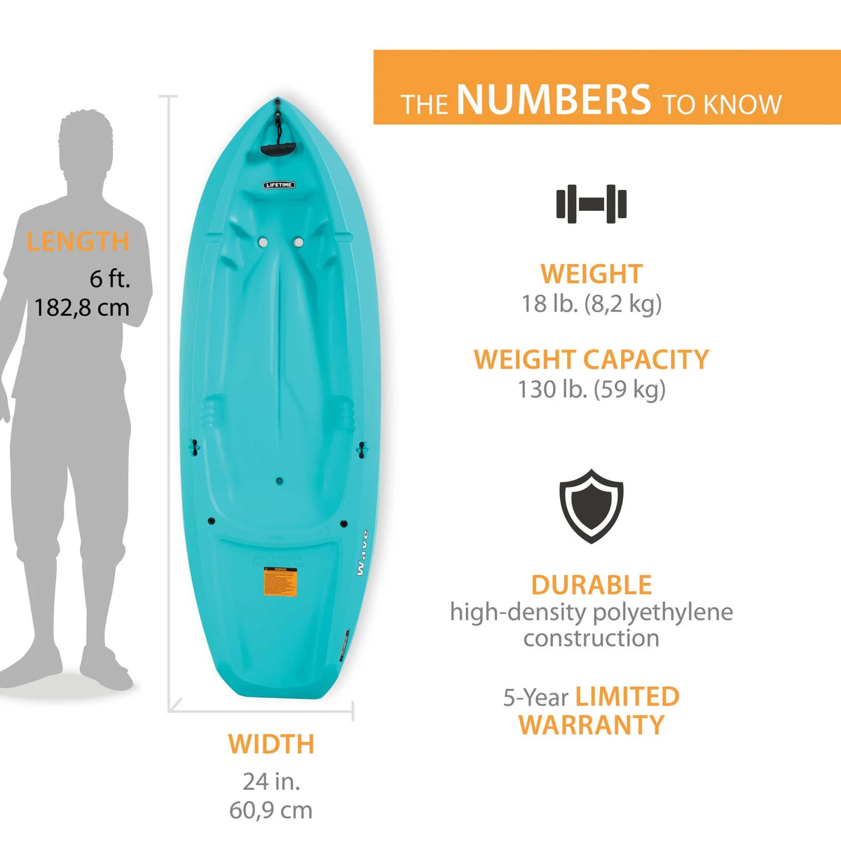 Lifetime Wave 6 ft Youth Kayak, Fire Red (91401)
