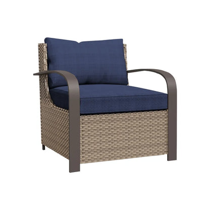 GAZEBETER 2Pcs Wicker Patio Chairs,Modern All Weather Outdoor Ratten Chairs with Seat Cushions and Thicking Back,Beige