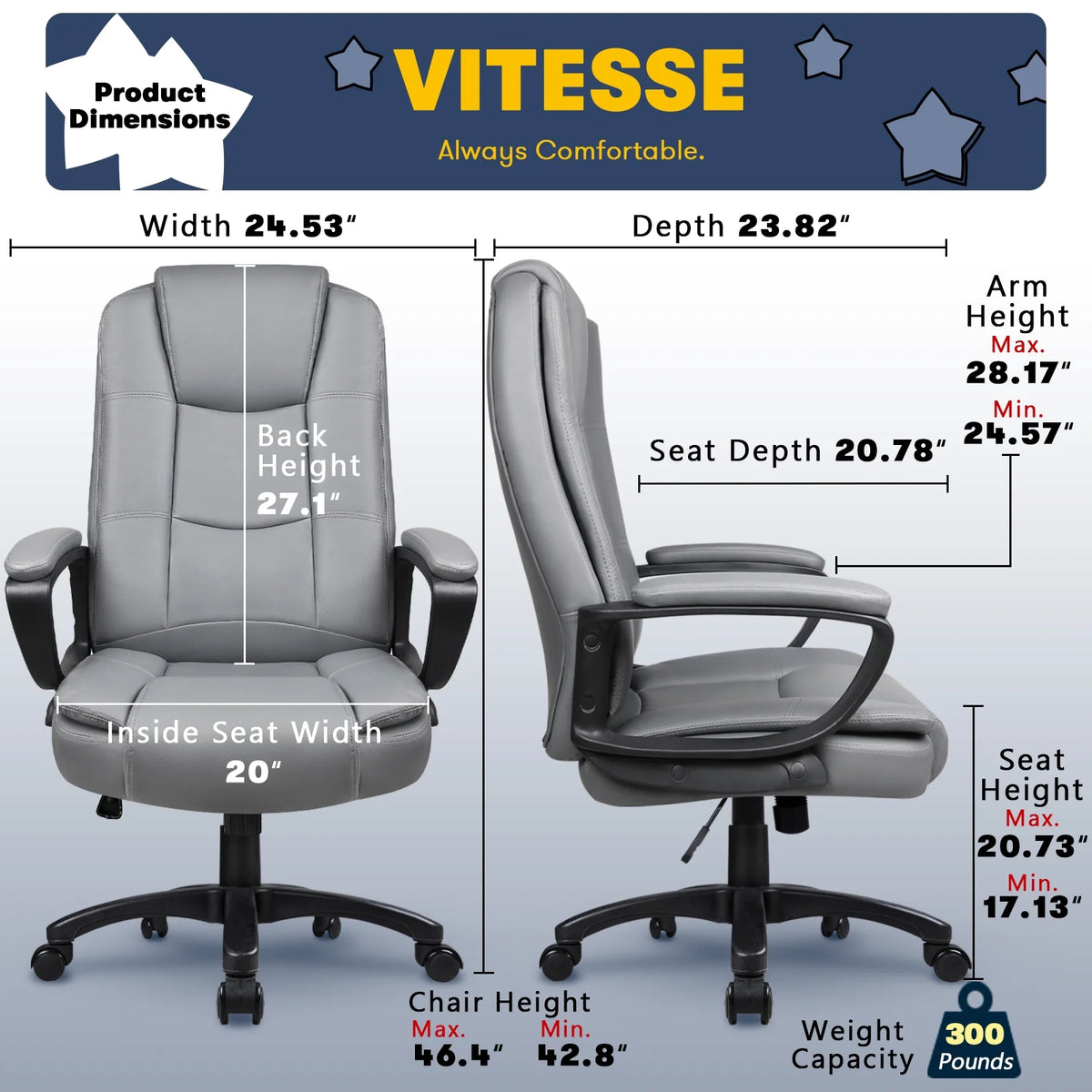 Bossin Big and Tall Home Office Computer chair for Adults, High Back Desk Chair for Heavy Duty 400 LBS