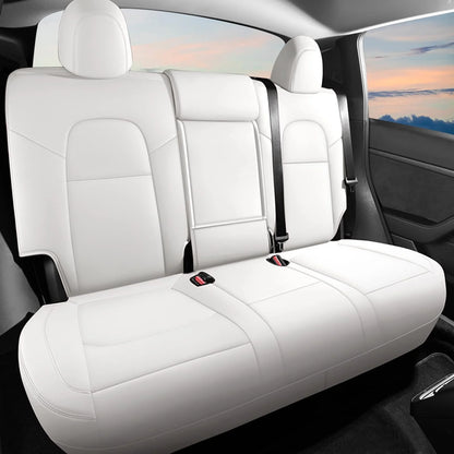 AOMSAZTO Car Seat Cover for Tesla Model Y 2023 2024 - Full Set Customized Faux Leather Seat Covers (Black,5 Seater)