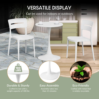 WestinTrends Playa 3-Piece Outdoor Round Metal Dining Table Set And Stackable Resin Patio Dining Side Chairs, Olive Green