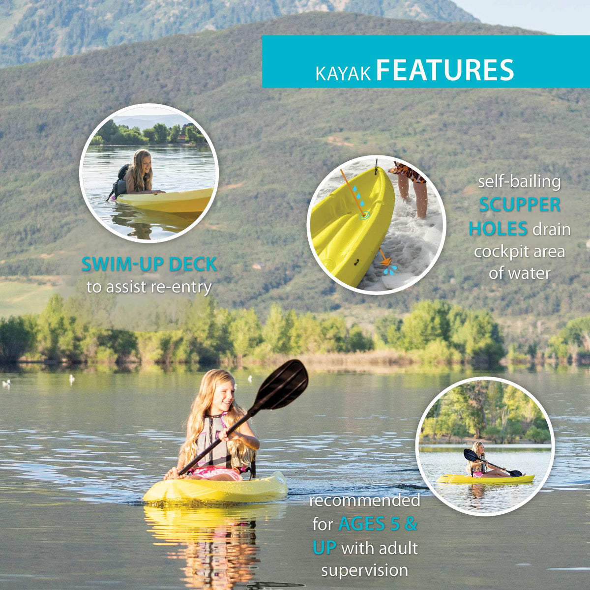 Lifetime Wave 6 ft Youth Kayak, Fire Red (91401)