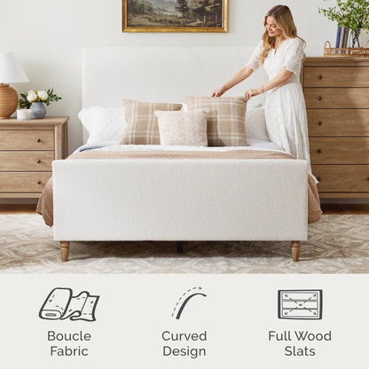 My Texas House Flynn Boucle Platform Bed, Queen, Cream