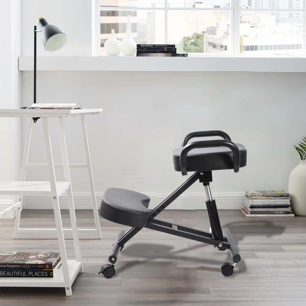 Ergonomic Kneeling Chair with Smooth Casters, Thick Comfort Padding for All-Day Comfort in Medical Offices or Therapy Clinics(A)