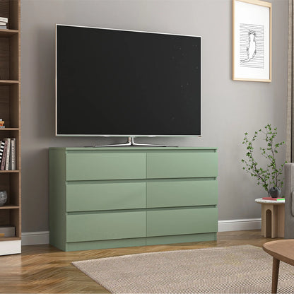 Kadyn White Chest of Drawer, 6 Double Drawer Dresser for Bedroom, Modern Storage Cabinet for Living Room, Dresser