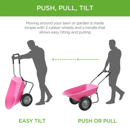 Best Choice Products Dual-Wheel Home Wheelbarrow Yard Garden Cart for Lawn, Construction - Green