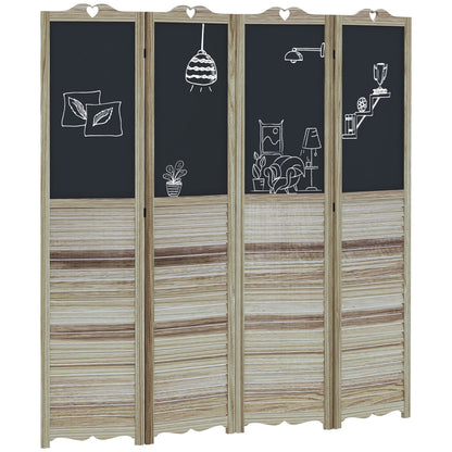 HOMCOM 5.5' 4 Panel Room Divider, Indoor Privacy Screens for Home, Brown