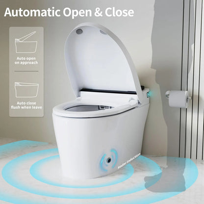 LALAHOO Smart Toilet with Bidet Built in, Auto Open & Close, Elongated Heated seat, Foot Sensor Flush, LED Display, Warm Water Wash, Dryer, Night Light, Black