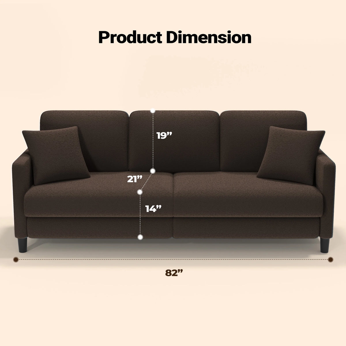 Domusensus Sofas for Living Room, 82" Loveseat Sofa, Couches for Living Room Included 2 Pillows, Teddy Fleece Love Seat Couches, Small Couch, Blue