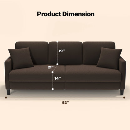 Domusensus Sofas for Living Room, 82" Loveseat Sofa, Couches for Living Room Included 2 Pillows, Teddy Fleece Love Seat Couches, Small Couch, Blue