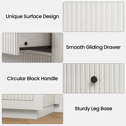 IDEALSOUL Nightstand Set of 2, 24" Wide End Table with Storage, Fluted Nightstand with USB Charging Station, Large 3 Drawers nightstand for Bedroom Living Room(2pc, White)