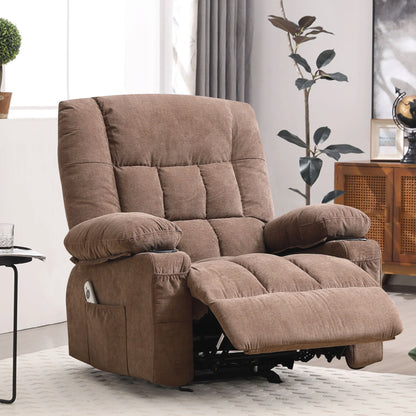 JONPONY Massage Swivel Rocker Recliner Chair with Vibration Massage and Heat Ergonomic Lounge Chair for Living Room with Rocking Function and Side Pocket, 2 Cup Holders, USB Charge Port,Grey