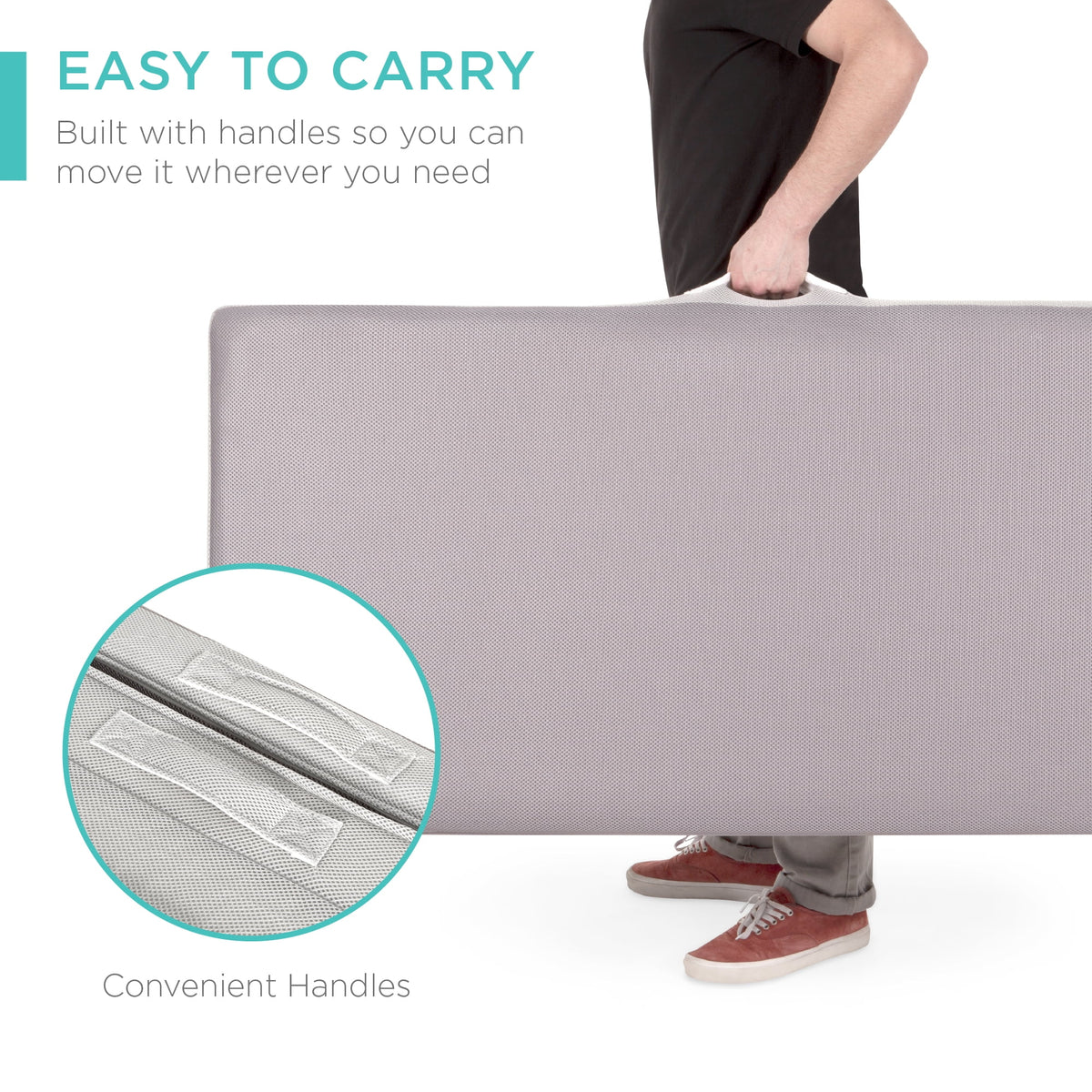 Best Choice Products 4in Thick Folding Portable Twin Tri-Fold Mattress w/ Carry Case, Washable Cover - Gray