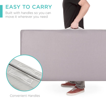 Best Choice Products 4in Thick Folding Portable Twin Tri-Fold Mattress w/ Carry Case, Washable Cover - Gray
