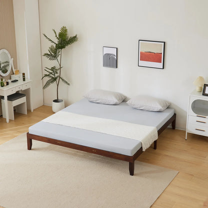 12 Inches Wood Platform Bed Frame Twin Size, Solid Wood Mattress Foundation with Strong Wood Slat Support