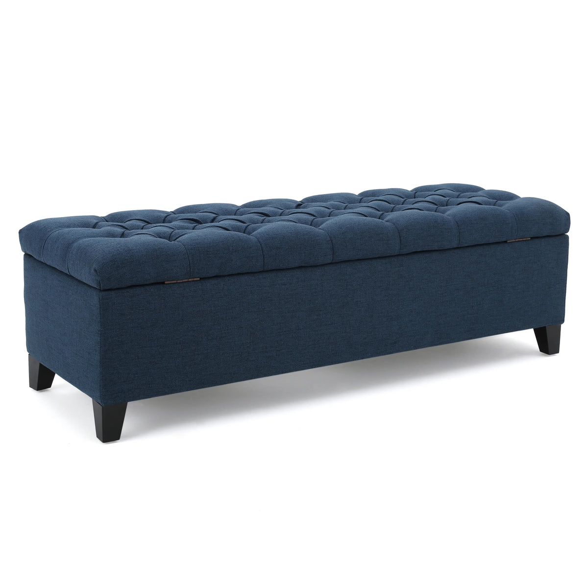 Noble House Hampton Contemporary Fabric Upholstered Storage Ottoman, White and Blue Floral