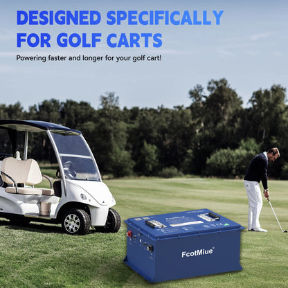 48Volt Lithium Golf Cart Battery , 6000+ Cycles 51.2V 105Ah LiFePO4 Battery, Built-in 200A Smart BMS Support up to 5kW Motor Conversion Kit ,with Touch Monitor & Mobile APP, 20A Charger