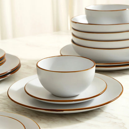 Stone + Lain Brasa Stoneware Collection Dinnerware Set, 32-Piece Service for 8, Blue