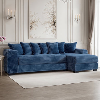 Advwin 110" Oversized L Shaped Sofa with Chaise, Comfy Plush 2-Piece L-Shaped Sectional Couches with 8 Pillows, Soft Fluffy Upholstered Sofa Bed for Living Room Apartment Bedroom, Light Gray