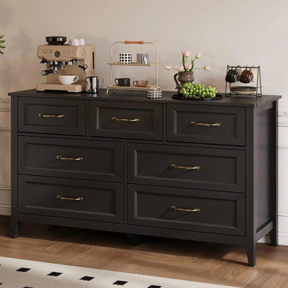 Lofka 47.2" Dresser for Bedroom with 6 Double Drawers, Farmhouse Wood Storage Cabinet with Smooth Metal Handle