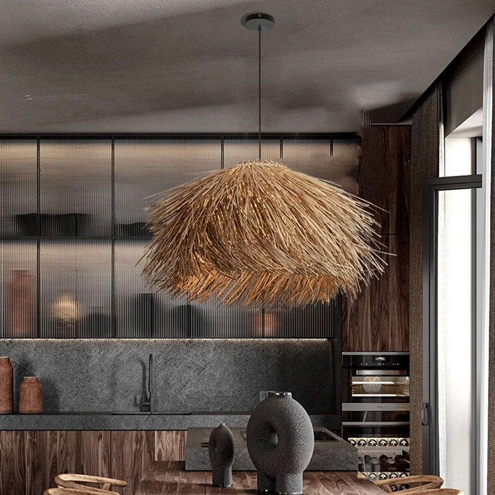 Arturesthome Southeast Asia B&B Retro Rattan Chandelier Wabi-sabi Bedroom Pendant Light