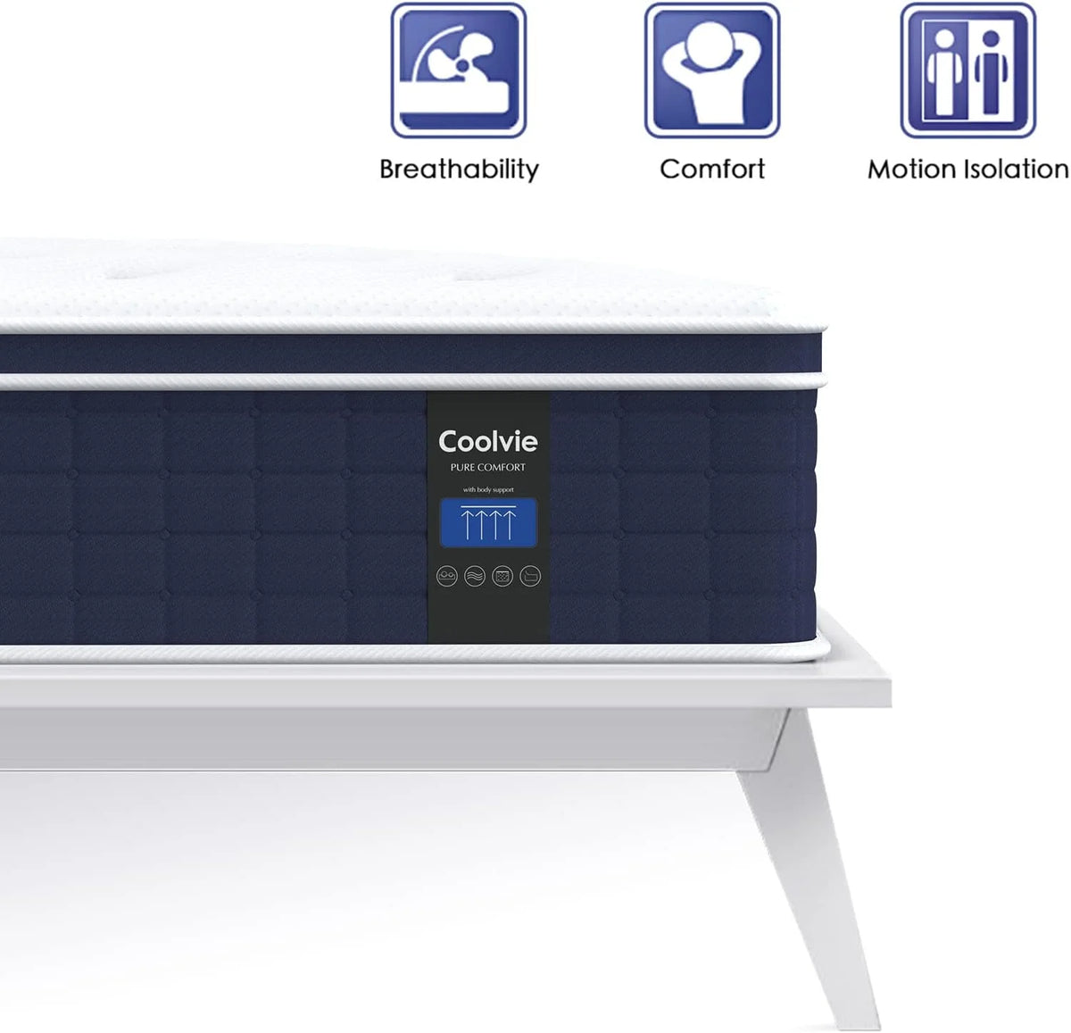 Full Size Mattress, Coolvie 12'' Full Mattress Hybrid Construction Individual Pocket Springs with Memory Foam,  Medium Feel