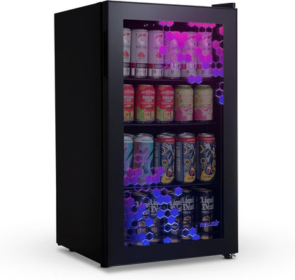 Beverage Refrigerator Cooler | 126 Cans Free Standing with Right Hinge Glass Door | Mini Fridge Beverage Organizer Perfect For Beer, Wine, Soda, And Cooler Drinks