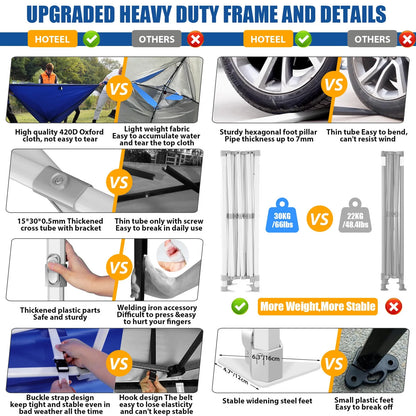 Hoteel 10x15 Heavy Duty Canopy Tent with 4 Sidewalls,Pop up Canopy for Parties Wedding,Commercial Easy up Gazebo with Roller Bag,UV 50+ &,Black